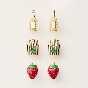 Kate Spade x Target Mixed Novelty Stud Earring 3pk Red Green Gold Jewelry